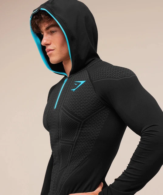 GYMSHARK ONYX V1 Black And Blue Hoodie David Laid, Medium $276.27