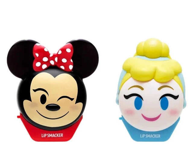 2 Lip Smacker Disney Emoji Lip Balm Sealed 0.26 oz Minnie Mouse Cinderella