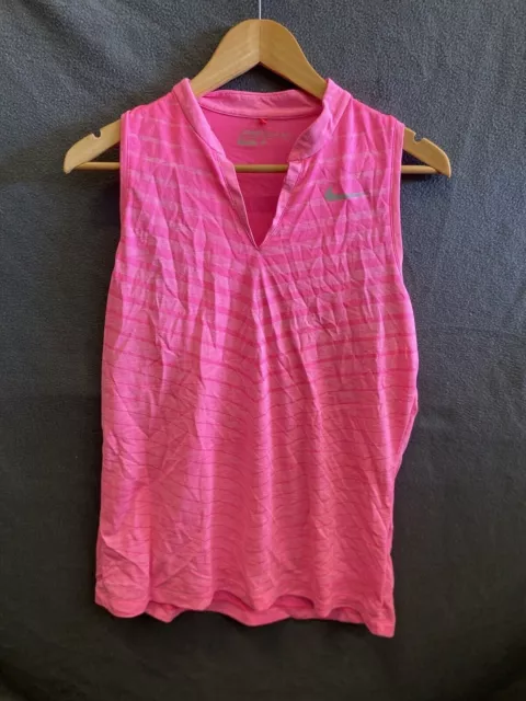 Nike Golf Polo Shirt Womens L Large  Sleeveless Dri Fit Pullover v neck pink