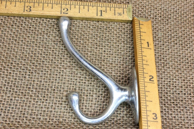 Old Hook Hanger Vintage Coat Bath Room Robe Matches Razor Strop Chrome Brass 6