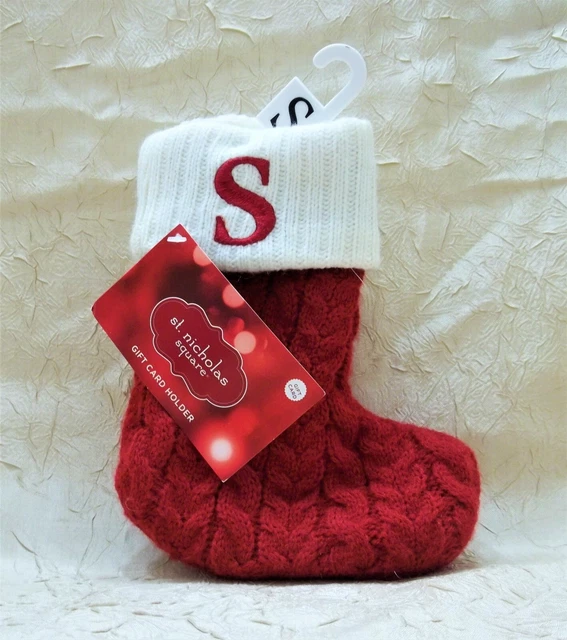 Initial "S" Miniature Christmas Holiday Stocking & Gift Card Holder New