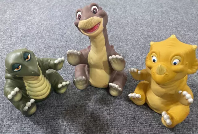 Lot of 3 Land Before Time Pizza Hut Puppet 1988 Spike Cera Little Foot Retired