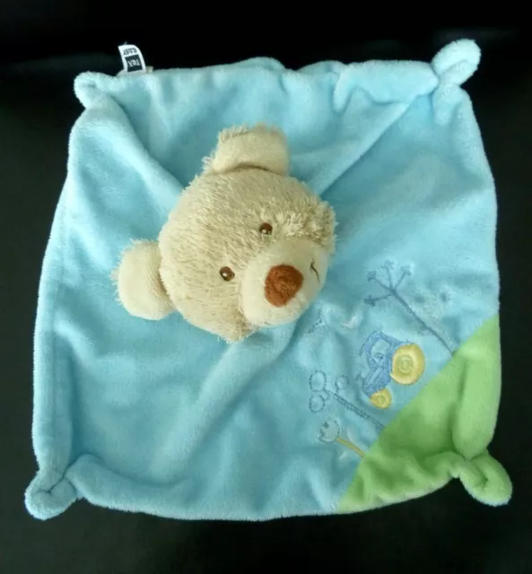 *. Doudou Plat Carre Tex Baby Ours Bleu Vert Beige Marron Tracteur  Exc. Etat