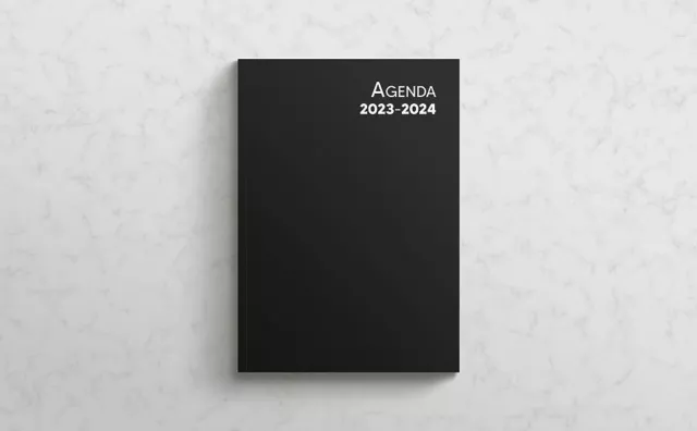 AGENDA 2023 2024, organisateur semainier, noir, format A5, pour