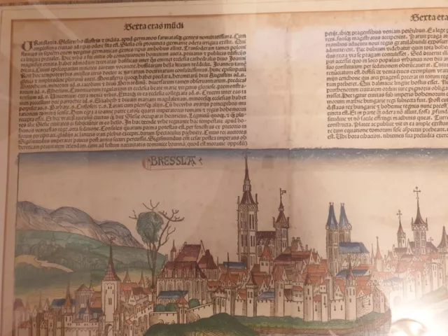 Original Gerahmte Stadtansicht Schedel breslau Weltchronik 1493
