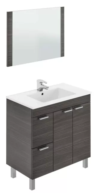 Mueble para baño o aseo gris ceniza con espejo y lavamanos ceramico incluido