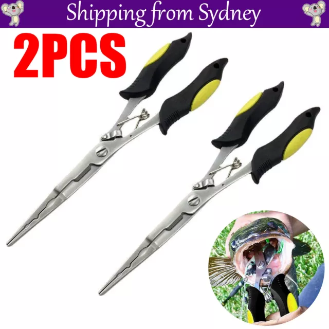 2X Stainless Steel Fishing Hook Remover Pliers Braid Tackle Line Cutter Scissors