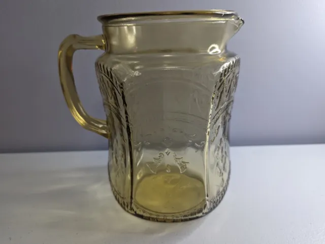 Vintage Federal Patrician Spoke Amber Depression Glass Water Pitcher 8" 75 oz