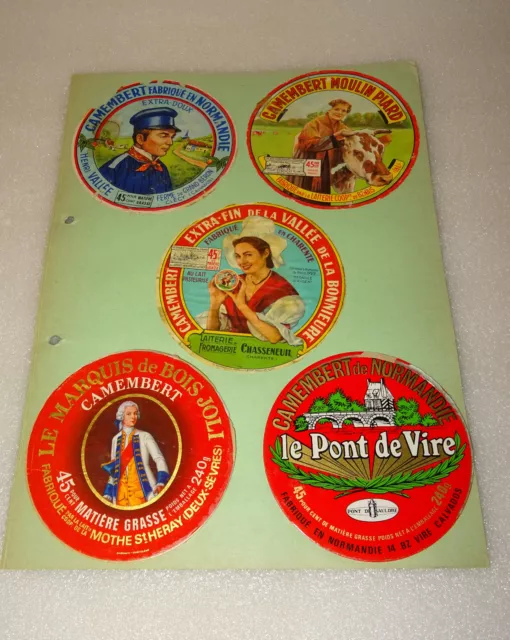 LOT 10 ANCIENNES ETIQUETTES FROMAGE, CAMEMBERT N°2, Henri Vallée, moulin Piard