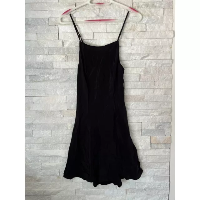 STONE COLD FOX Black 100% Silk Slip Mini Dress Women's Size 2