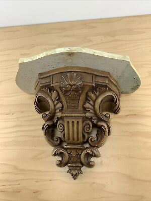 Vintage Syroco Wall Shelf Corbel Cultured Marble Top Ornate Scroll No.3534 USA