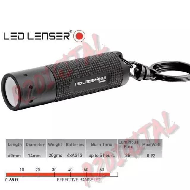 Mini Led Tactical Lenser Torch K2 20 Lumen Portable Lamp Aluminum Batteries