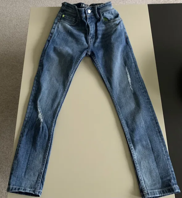 NEXT Distressed Blue Stretch Skinny Jeans, Age 8 Years, Adjustable Waist