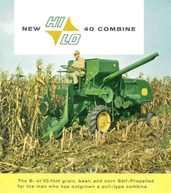 New Hi-Lo Green 40 Combine Self-Propelled Color Brochure Corn Head 8' 10' Grain