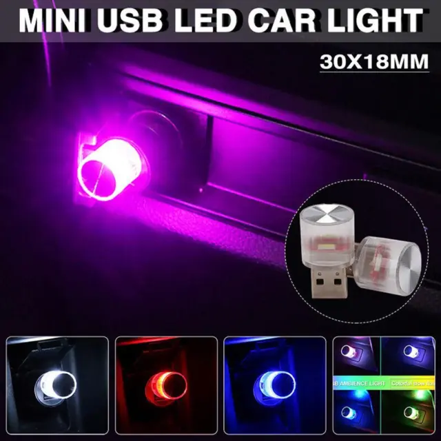 1x USB LED Night Light Car Interior Mini Portable Atmosphere Ambient Lamp