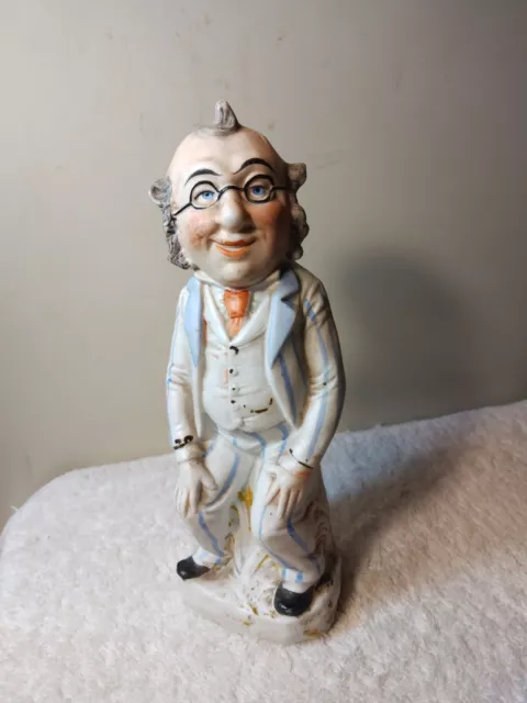 Antique Foxy Grandpa German Bisque Porcelain  Cartoon Figurine 9" Perfect FINE