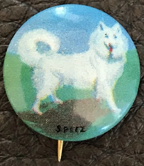 Vintage FINNISH/JAPANESE SPITZ Antique Old Dog Canine Animal Pin-Back Button Vintage FINNISH/JAPANESE SPITZ Antique Old Dog Canine Animal Pin-Back Button