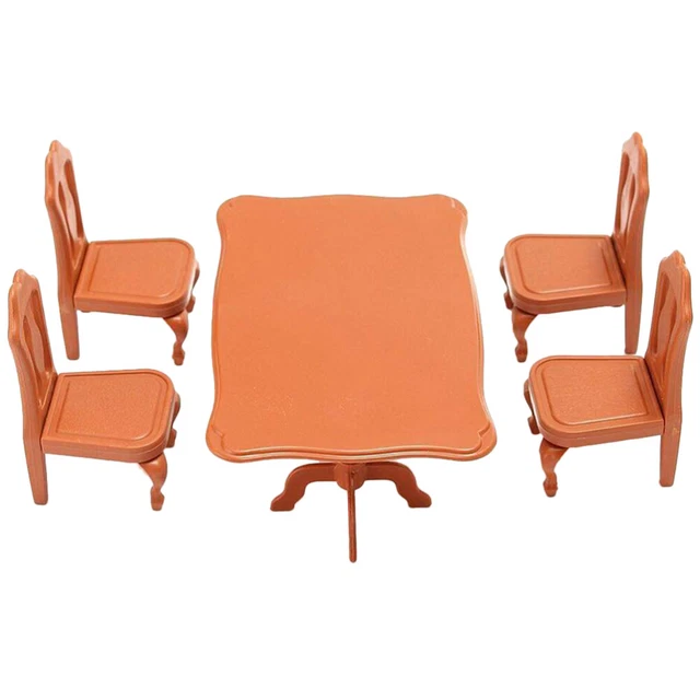5 piezas Modelo de mesa en miniatura Mesa de comedor combinada Y silla miniaturas Silla de madera