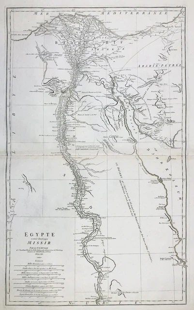 Egypt Egypte Egypt Carte Map Card Anville Copperplate Engraving 1765