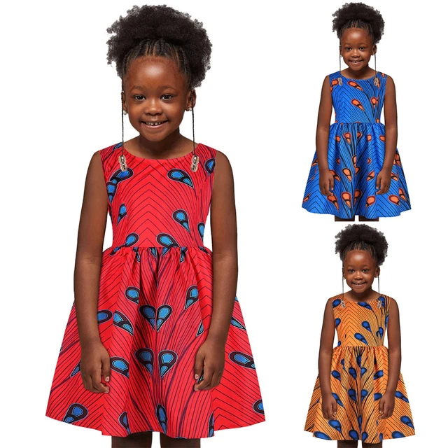 Toddler Kids Baby Girls African Dashiki Traditional Style Cat Dress for Kids