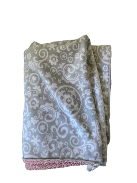 Circo Gray White Baby Blanket Pink Sherpa Floral Flower Vine Damask