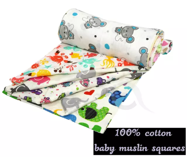 Lovely XXL Baby Super Soft Printed Muslin Squares 80x70cm 100% Pure Cotton