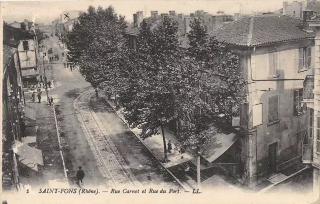 Cpa 69 Saint Fons Rue Carnot Et Rue Du Port