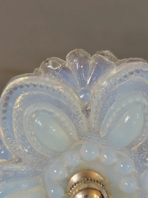 Pair of Antique Victorian White Opalescent Glass Curtain Tie Backs W/Hardware 5