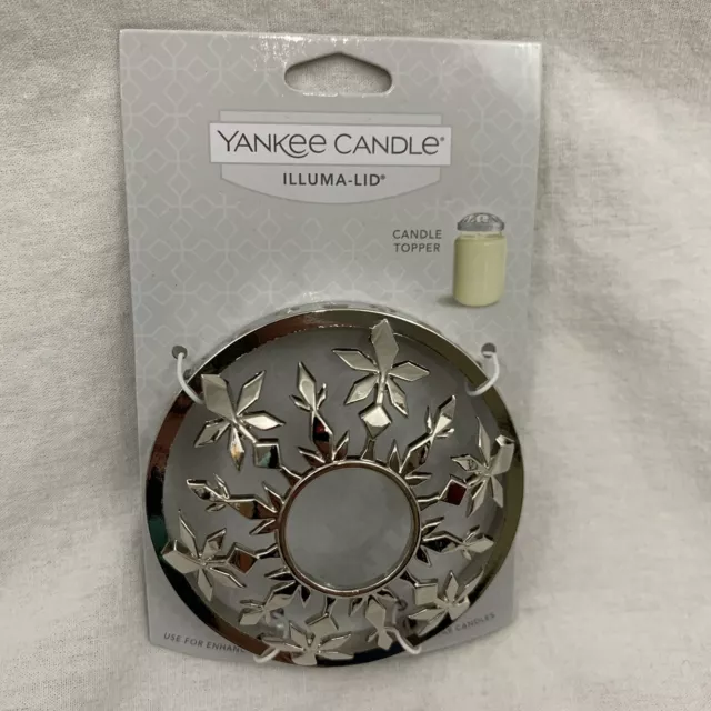 Yankee Candle Silver Snowflakes & Stars Illuma-Lid Topper NEW On Card