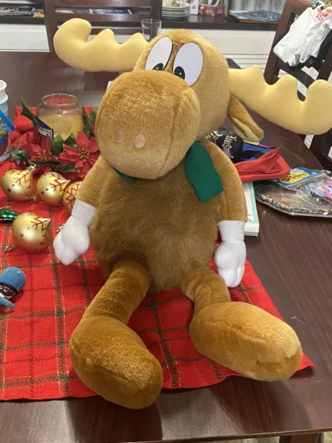 Vintage Bullwinkle J Moose Christmas Plush w/ Hat & Scarf From Macy's 1996