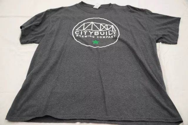 City Built Brewing Co - Men's XL Grey Brewery T-shirt Craft Beer Grand Rapids MI