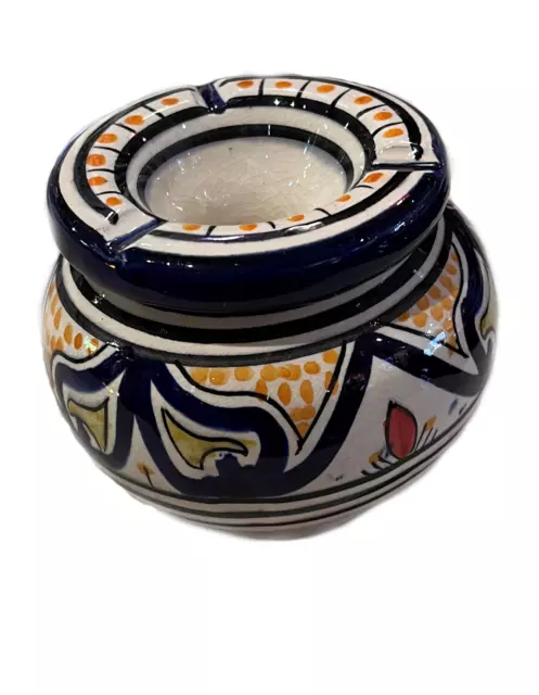 Outdoor ashtray with lid, Moroccan ashtray, Ceramic ashtray, lidded Ashtray