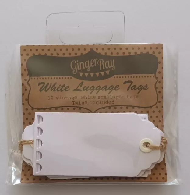 Ginger Ray 'A Vintage Affair' White Wedding Luggage Tags - Pack Of 10 - New