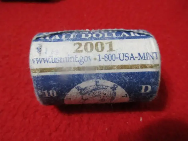 2001-D BU US Mint Issued $10 Roll KENNEDY HALF DOLLARS                    #T4186