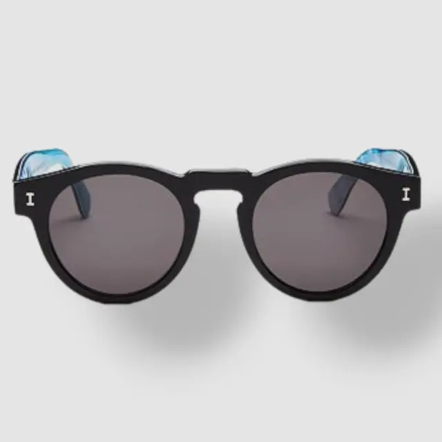 $250 Illesteva x Gray Malin Unisex Black Round Sunglasses Shades SZ 48-22-145