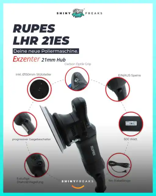 Rupes BigFoot LHR 21ES Exzenterpoliermaschine 150mm + Rupes Politur 8 Teile 2