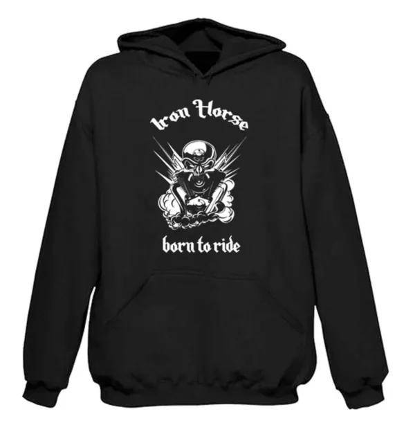 FELPA CON CAPPUCCIO IRON HORSE BORN TO RIDE - T-shirt biker moto chopper trike
