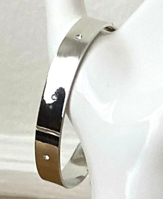 Bracelet Argenté Rigide Acier Inoxydable - Double Cercles & Fleurs