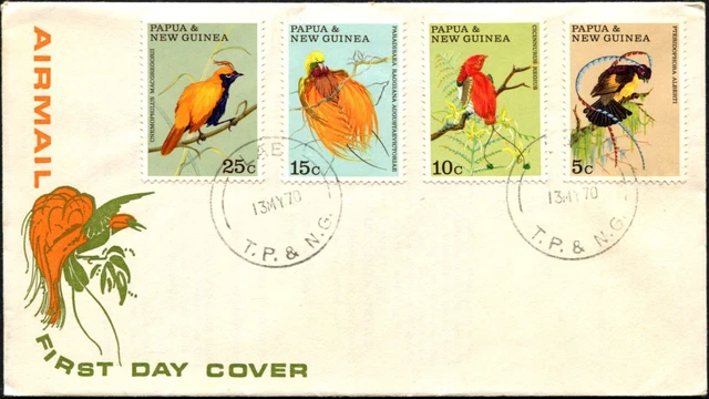 1970 PAPUA NEW Guinea Birds Of Paradise Set Of 4 Unaddressed FDC, GC $7 ...