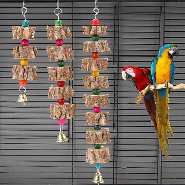 Destroy Wood Parrot Chew Toy Parrot Biting Hanging String  Pet Supplies