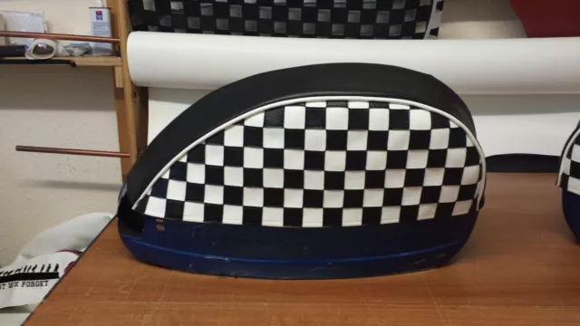 Vespa PX/T5/LML Pair of Side Panel Covers Chequered Design Black & White