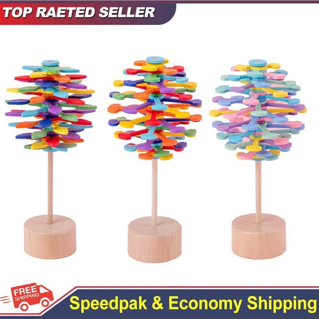 Wooden Helicone Rotating Lolly Toy Kids Stress Relief Inserted Educational Toys