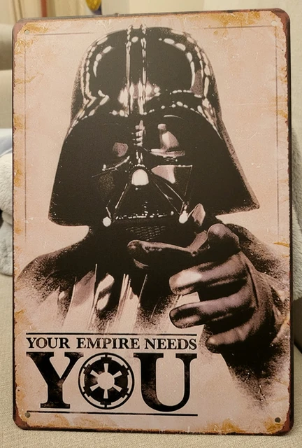 Darth Vader Metal Sign Star Wars Man Cave Space Trek Your Empire Needs You Black 2