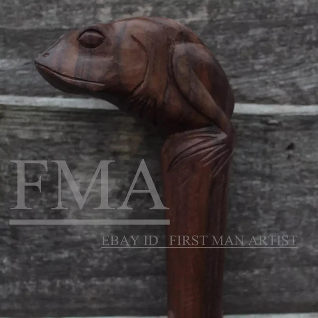 Frog Head Handle Walking Cane Stick Hand Carved Wooden Walking Stick X_Mass Gift