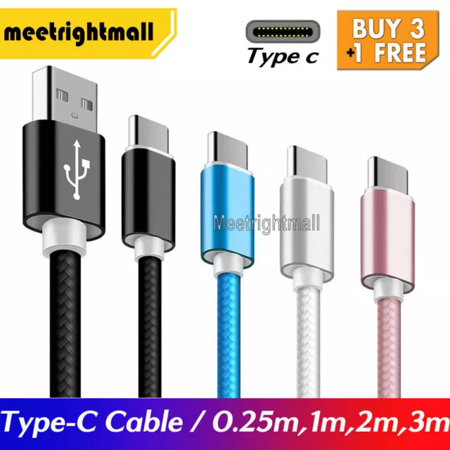 Type-C USB-C Male Data Snyc FAST Charger Charging Cable Samsung S9+ S8 Note9