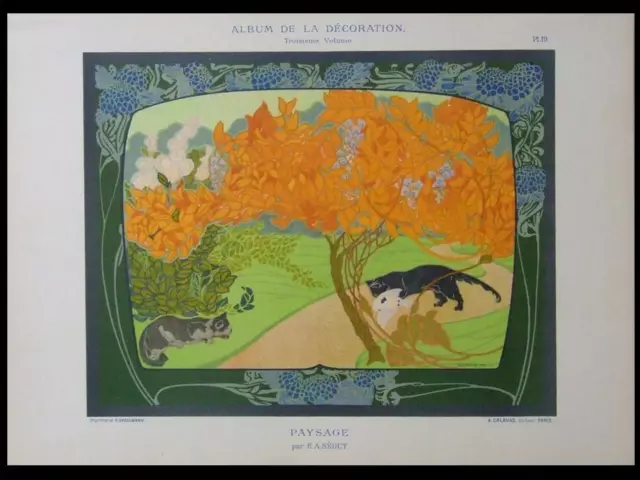 Landschaft, Jugendstil, Emile Seguy - 1901 Lithographie - Art Nouveau