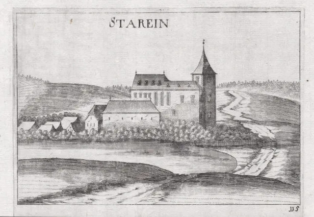 Starrein Weitersfeld Vista Austria Incisione Stampa Antica Vischer 1672