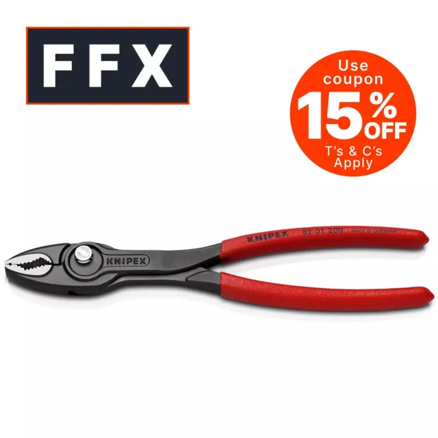 Knipex 82 01 200 200mm Twin Grip Black Atramentized Slip Joint Pliers Non-slip P