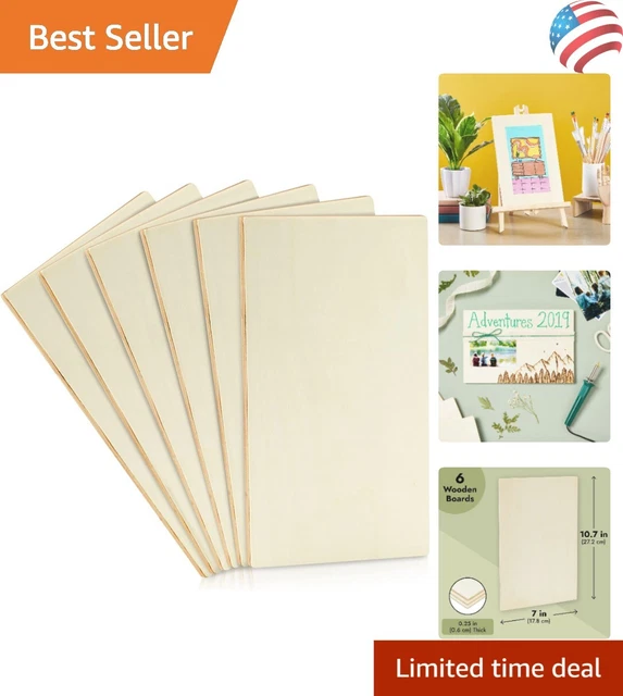 Versatile Poplar Wood Boards for Crafts - Customizable - 10.6 x 7.0 x 0.25 in