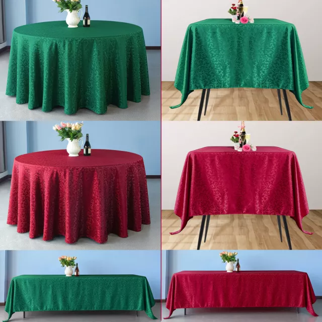 Round Rectangle Damask Table Cloth Wedding Party Jacquard Polyester Tablecloth